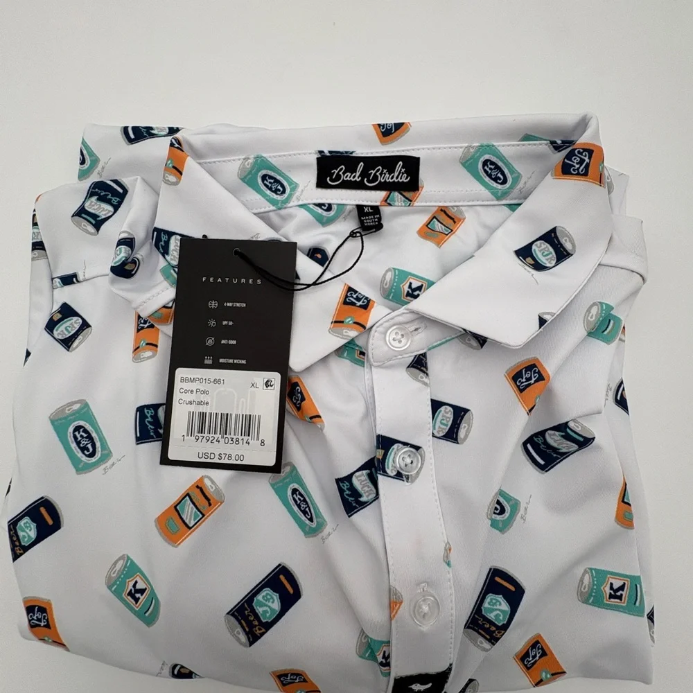 NWT Mens Bad Birdie Size XL Crushable Pattern Core Performance Polo Shirt Top - Picture 5 of 6